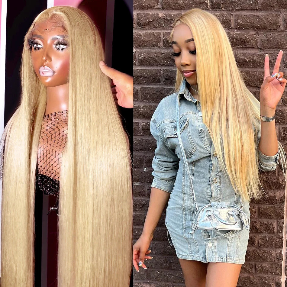 Blonde Straight Lace Frontal HD Transparent Human Hair 613 Pre-Plucked Wig