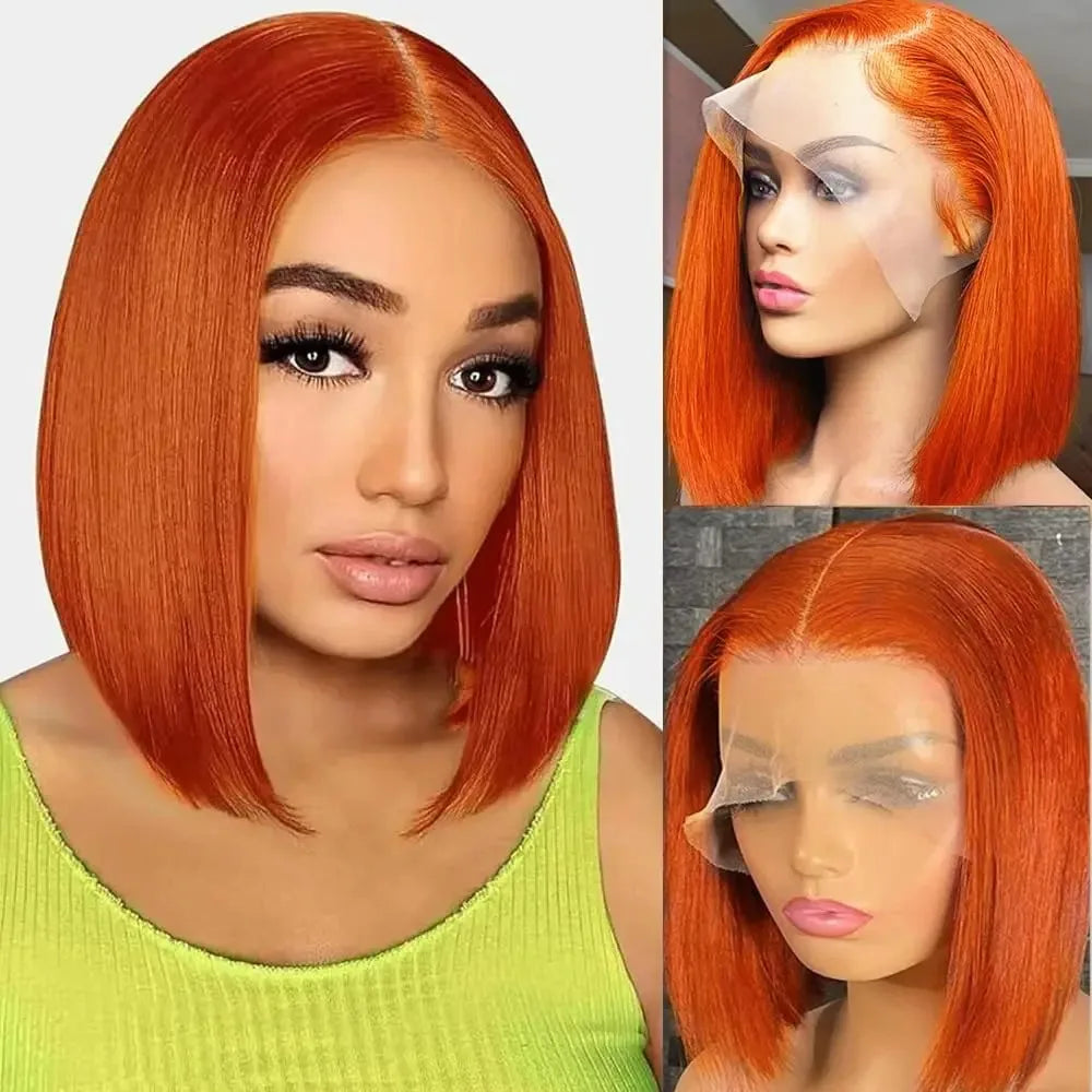 Brazilian Remy Orange Ginger Human Hair Wig