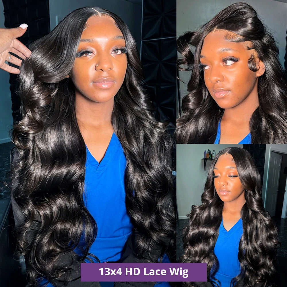 Brazilian Body Wave Transparent Lace Front Wigs 100% Human
