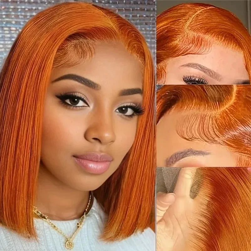Brazilian Remy Orange Ginger Human Hair Wig