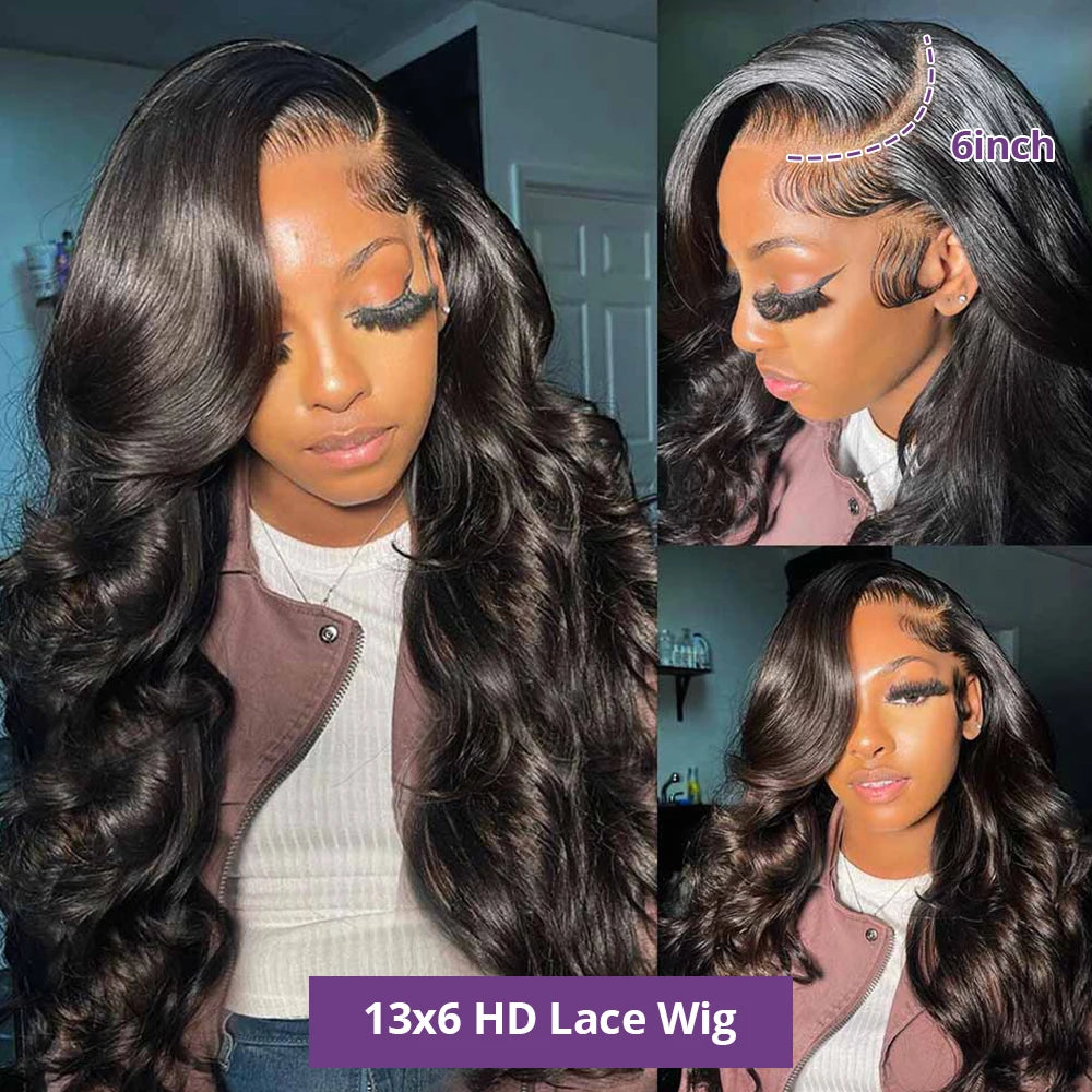 Brazilian Body Wave Transparent Lace Front Wigs 100% Human